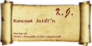 Koncsek Jolán névjegykártya